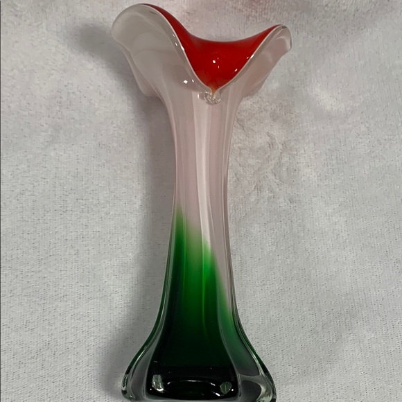 Murano Glass Flower Vase Handcrafted Jack In The Pulpit - Picture 8 of 10